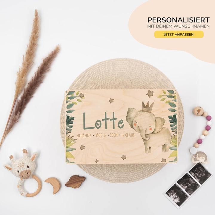 KIDSMOOD - Erinnerungsbox Baby, personalisierte Holzkiste mit Deckel, Ideal zur Aufbewahrung von Eri