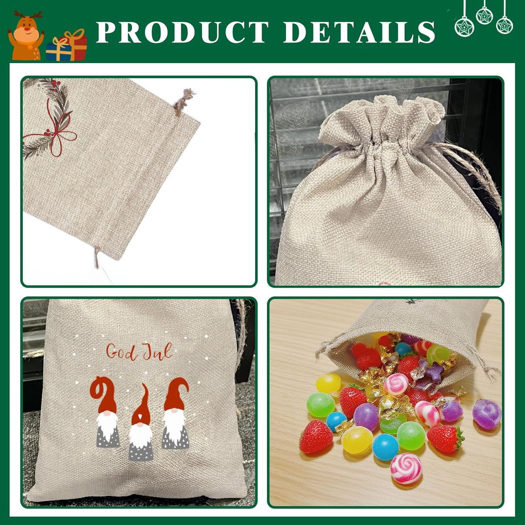 Geschenkverpackung Weihnachten Jutesäckchen20x30,6Stücke Nikolaussäckchen Weihnachtstüten Gross,Gesc