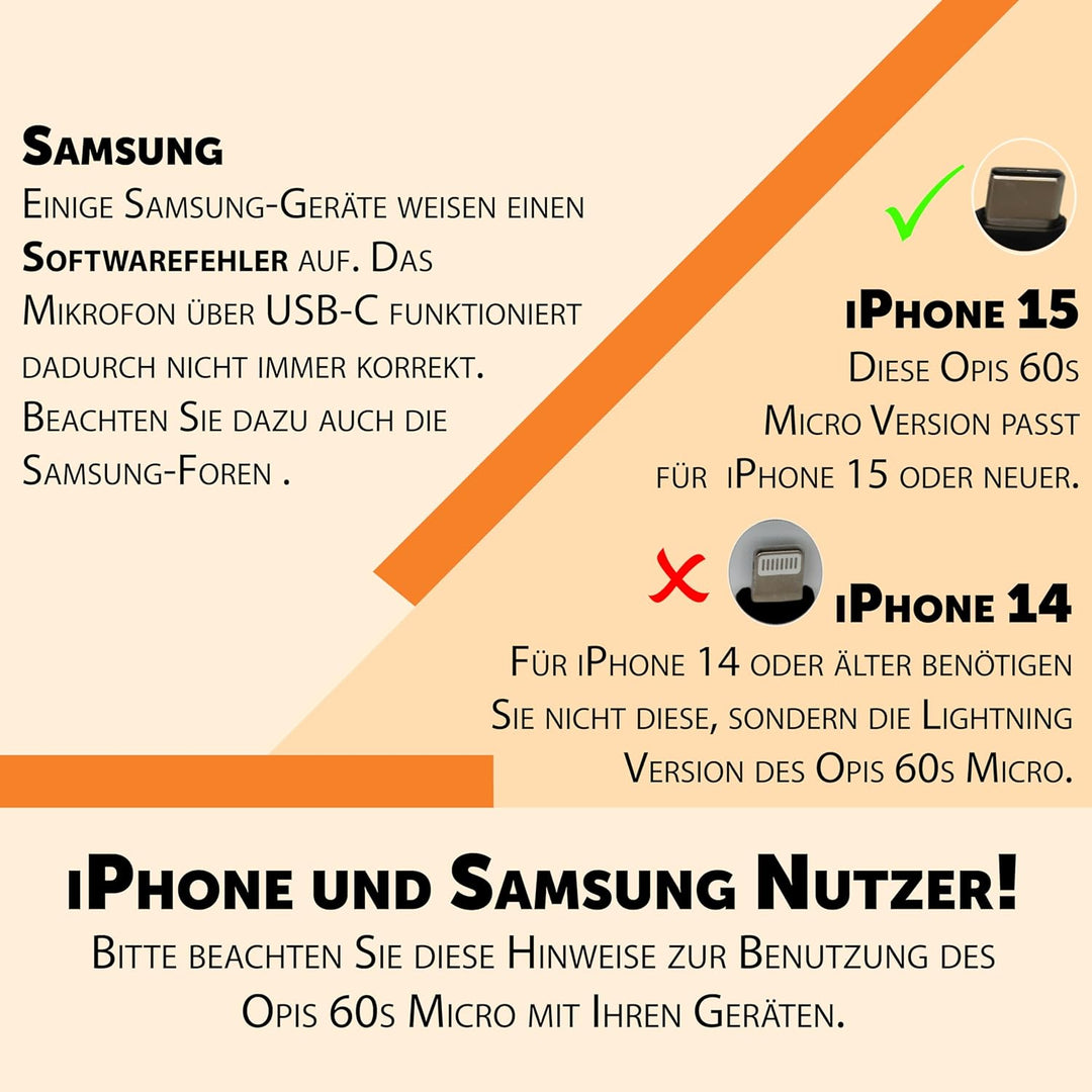 Opis 60s Micro - Retro Handyhörer für Android Smartphones, Tablets, Notebooks und Handys in der Form