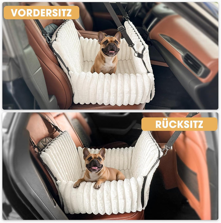 MIXJOY Hunde Autositz für kleine bis mittlere Hunde, Waschbarer Ansteckbare Leine verdickter Memory-