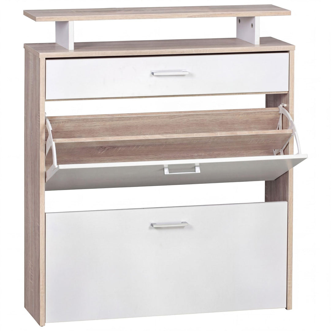 FineBuy Schuhkipper Holz 80x95x24 cm Modern Sonoma Eiche, Design Schuhregal Schuhkipper Schmal, Schu