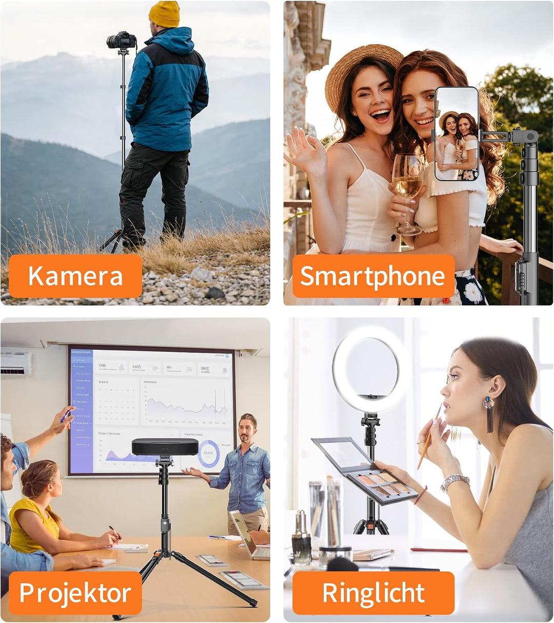 XXZU 187cm Magnetisches Handy Stativ, Leichtes Stativ Kamera mit Fernbedienung & Magnetischer Handyh