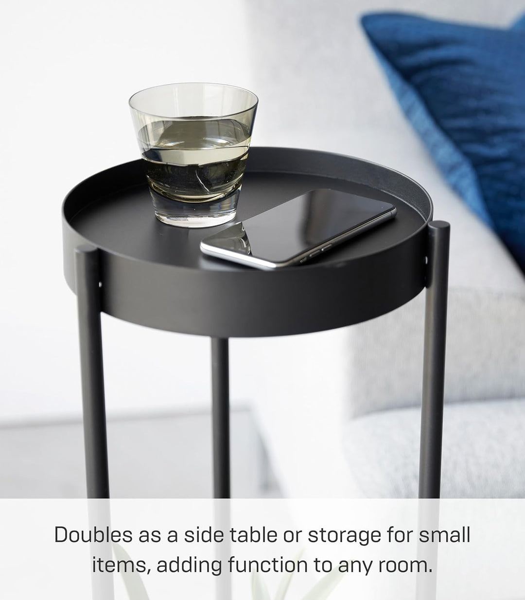 YAMAZAKI 4367 TOWER 2Tiered Plant Stand with Caster, black, Steel / Polypropylene / Nylon, 25 x 26.5