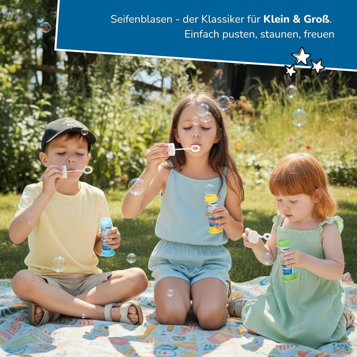 alldoro 63072 Seifenblasen 12er Set, mit Labyrinth-Spiel &amp; Pustestäbchen, Gastgeschenk oder Mitbring