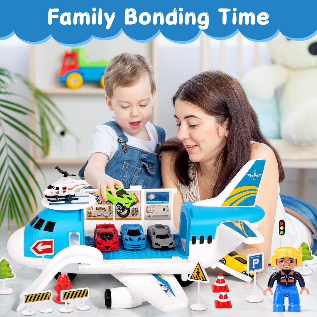 23 in 1 Transport Flugzeug Spielzeug,Flugzeug Spielset,Flugzeug Spielzeug Kinder,Auto Spielzeug Kind