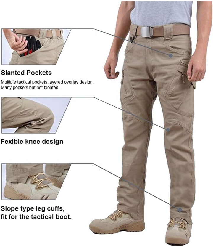 FEDTOSING Cargohose Herren Vintage Militär Tactical Hosen mit Stretch Arbeitshose Outdoor Viele Tasc