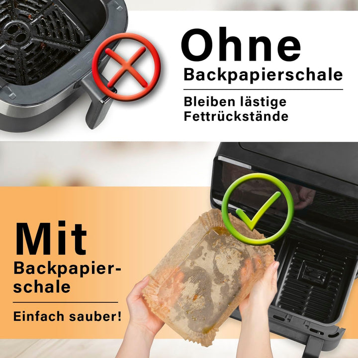 GOURMETmaxx Backpapier für Heissluftfritteuse, 3 bis 5 Liter | Backpapierschale – antihaftbeschichte