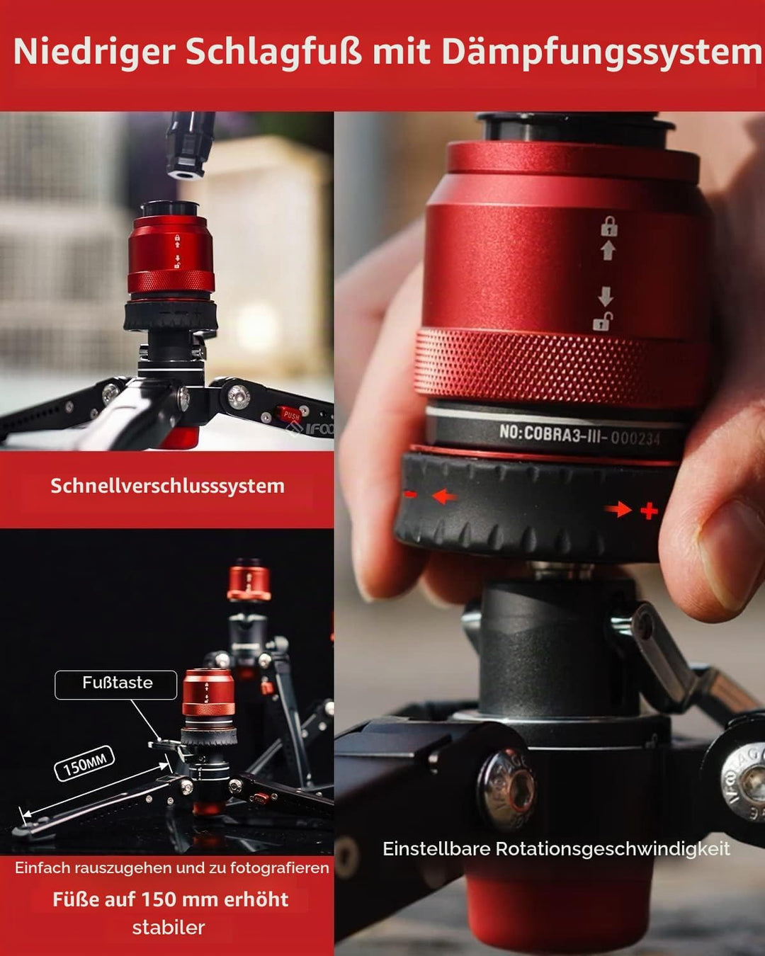 IFOOTAGE Mini Kamerastativ,Mini Stativ Kamera,Tischstativ für Fotografie,Handy Stativ mit Pedalsperr