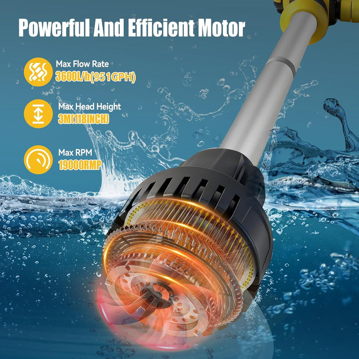 Schnurlose Stab-Wassertransferpumpe Kompatibel mit Dewalt 20V Akku, 950 GPH Tragbare Tauchpumpe für