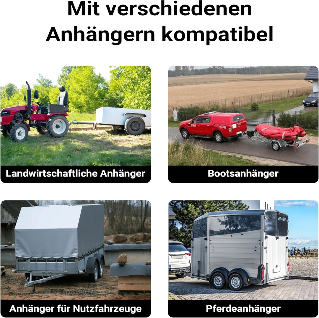Wiltec Doppelstützrad bis 200 kg, Anhängerstütze mit aufblasbaren Reifen, Stützlast Bugrad ausziehba