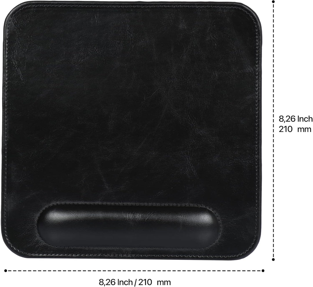 Londo Leder Mauspad mit Handgelenkauflage – Rutschfeste Unterseite, Glatte Oberfläche, Ergonomisches