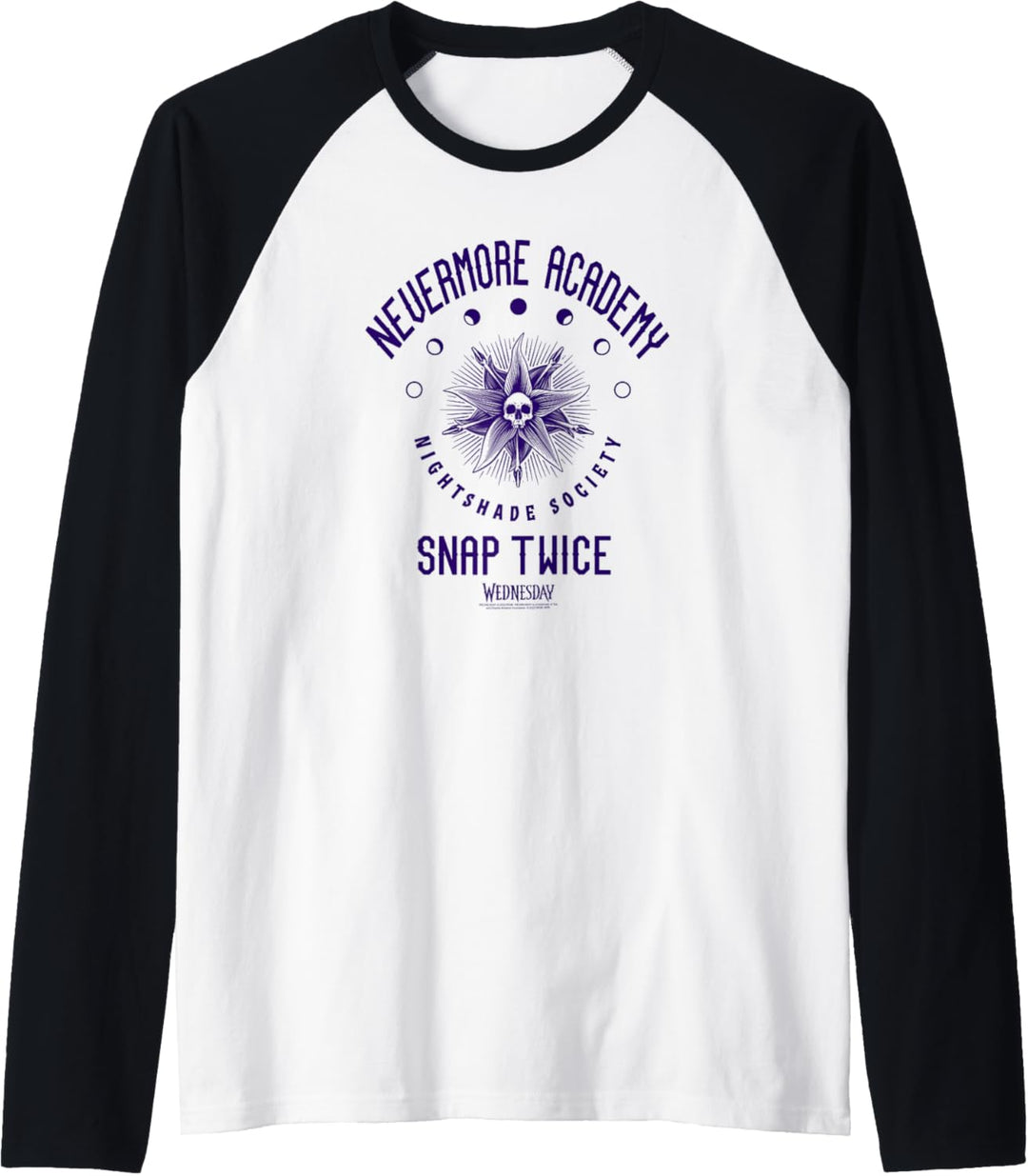 Wednesday Nevermore Academy Snap Twice Celestial Collegiate Raglan