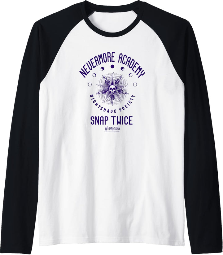Wednesday Nevermore Academy Snap Twice Celestial Collegiate Raglan