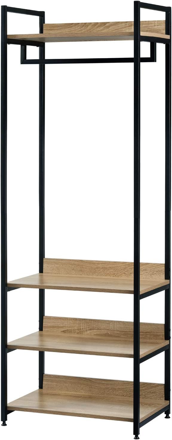 WOLTU Kleiderständer mit Regal Kleiderschrank Offener mit Schuhregal Garderobenständer für Schlafzim