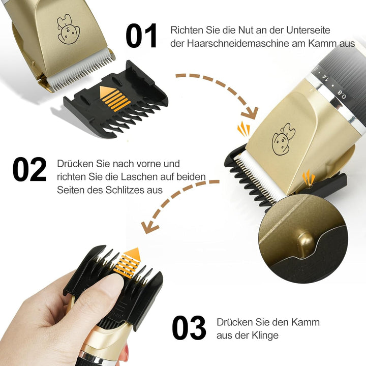 Leise Hundeschermaschine, Profi IPX7 Tierhaarschneidemaschine, Schermaschine Hund, Schnurlosen Haars