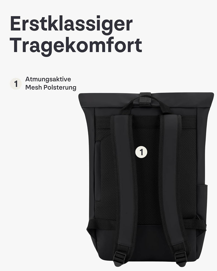 Johnny Urban Rucksack Damen & Herren - Harvey Medium - Rolltop Mit Laptopfach für Uni Business City