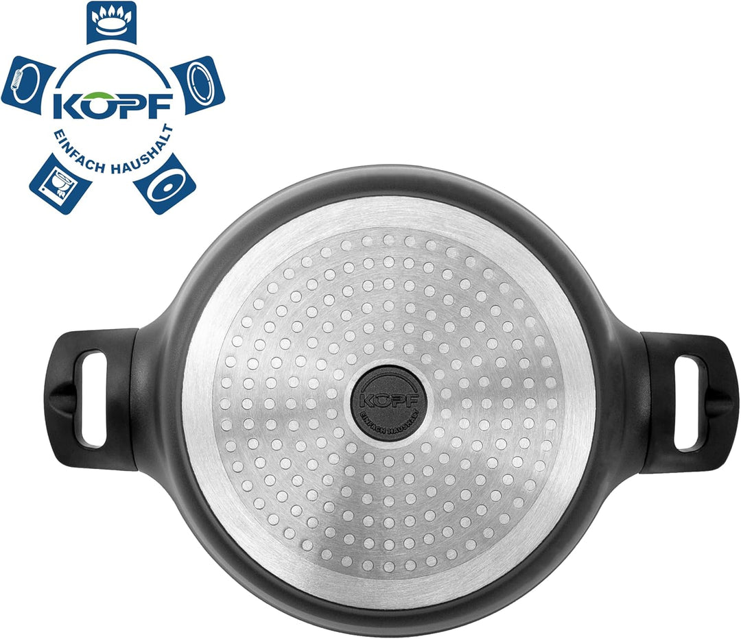 KOPF Topfset Aluguss Thermo Pro, Alu Induktion Kochtopf Set mit Teflon Classic Antihaftbeschichtung,