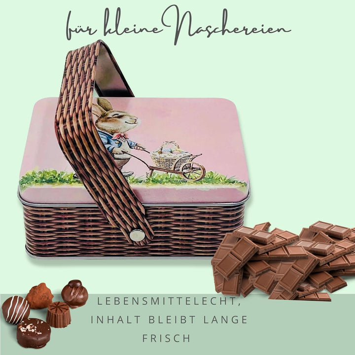 Osterkorb - Mini Dose, Bonbondose, Geschenkdose, Osterdose braun- rosa, Sammlerdose - Masse: (Länge