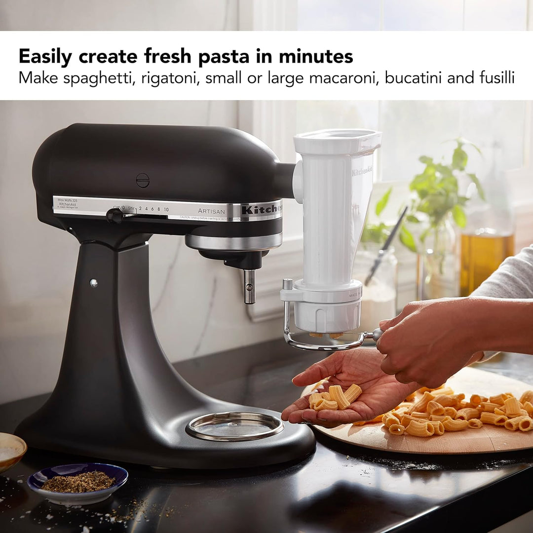 KitchenAid KSMPEXTA Nudelpresse-Aufsatz, Edelstahl, Weiss/opulenter Garten, Nudelpresse-Aufsatz