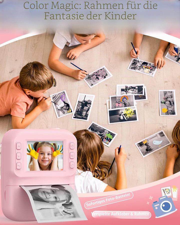 Sofortbildkamera Kinder 48MP, 1080P Video Kinderkamera mit Sofortdruck, 2,4 Zoll IPS Spielzeug Kamer