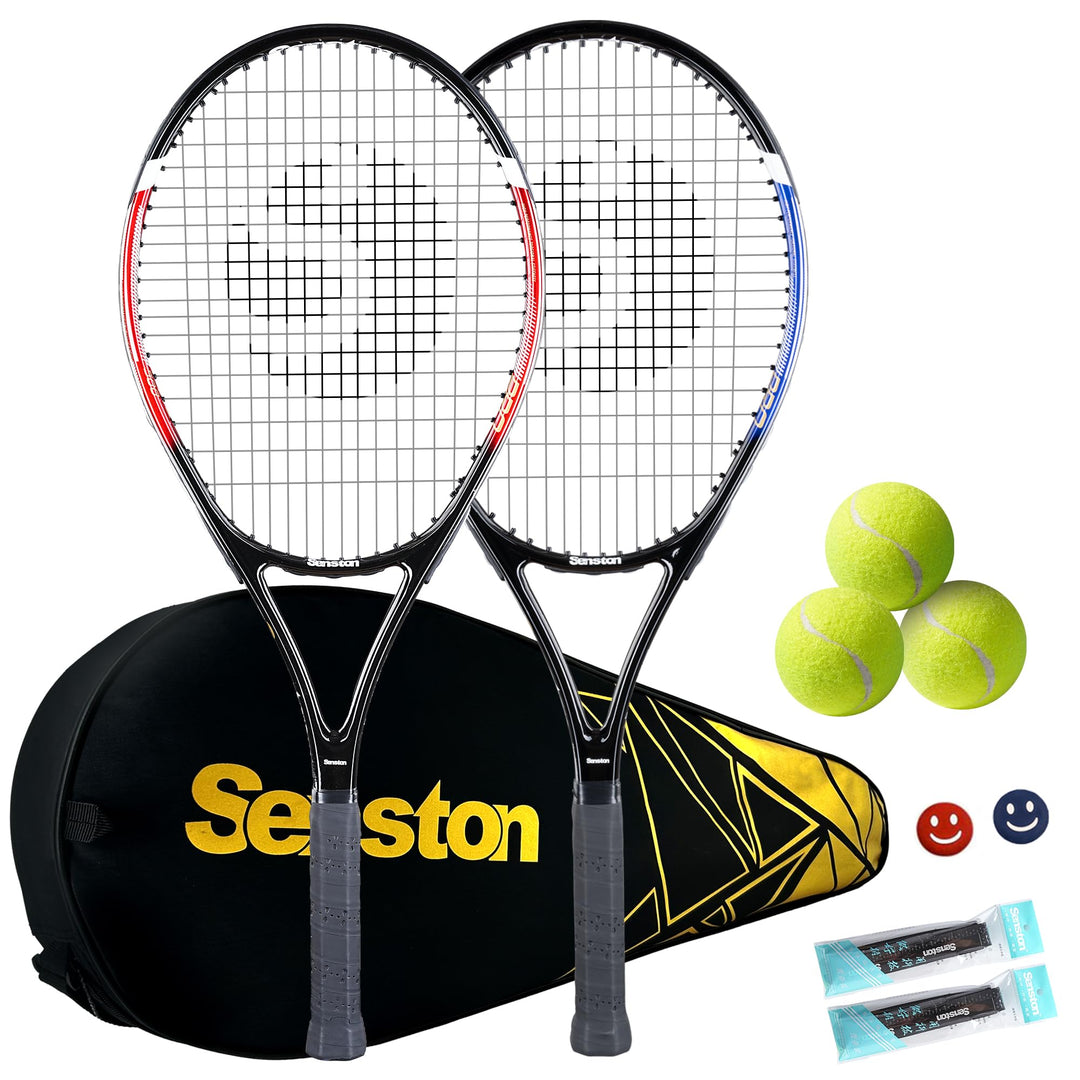 Senston Tennisschläger für Erwachsene 68,6 cm Tennisschläger – 2 Spieler Tennisschläger Set mit 3 Bä
