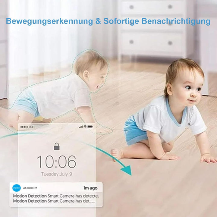AMOROM WLAN Überwachungskamera Innen 360°, 2K KI-Kamera Überwachung mit Benutzerdefinierte Szenariow