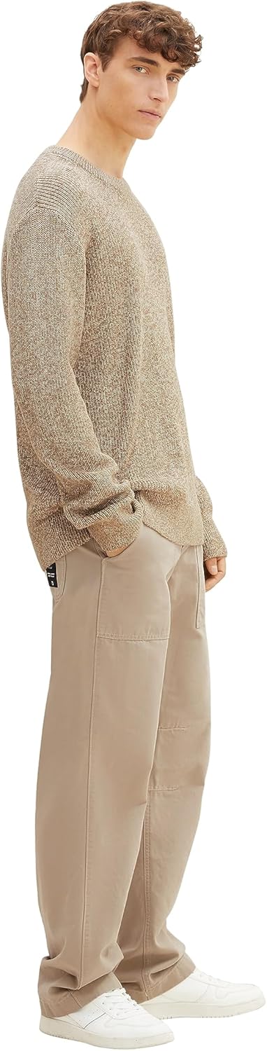 TOM TAILOR Denim Herren Basic Multicolor Strick-Pullover M 32775 - Ecru Tonal Mouline, M 32775 - Ecr