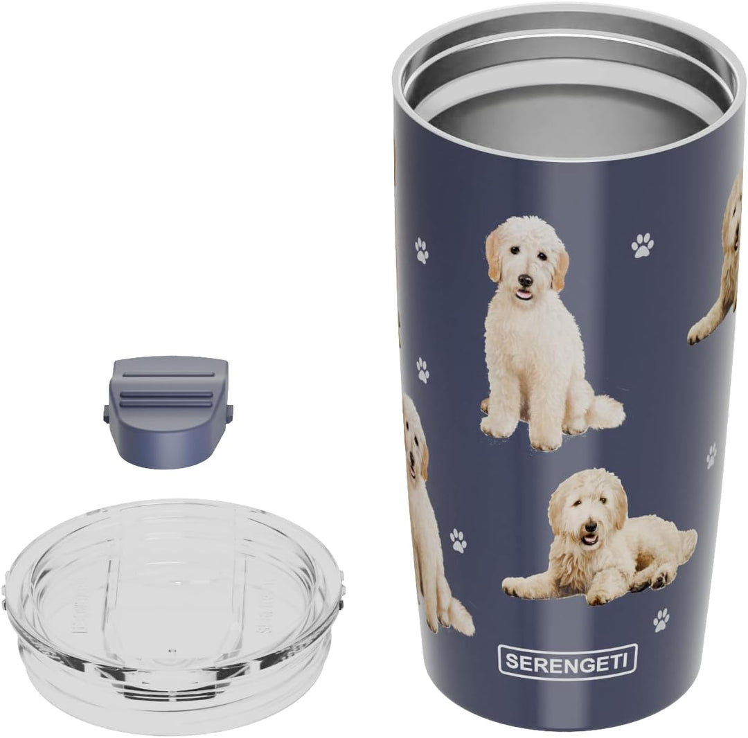 SERENGETI Goldendoodle Thermobecher aus Edelstahl, vakuumisoliert, mit auslaufsicherem Deckel, 3D-Dr