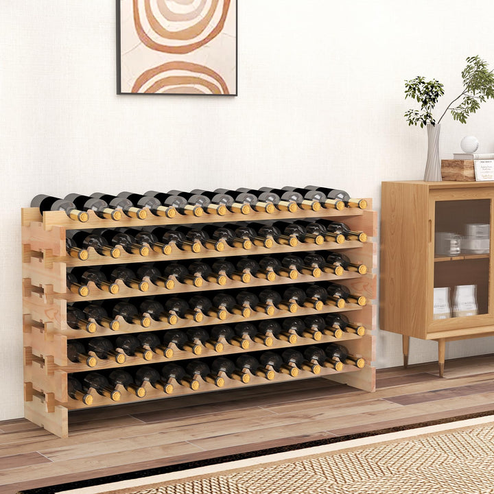 GOPLUS Weinregal Holz, Flaschenregal mit 6 Ebenen für 72 Flaschen, Flaschenhalter aus Kiefernholz, W