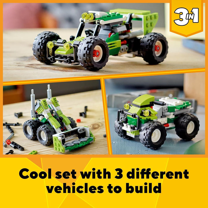 LEGO 31123 Creator 3-in-1 Buggy, Geländewagen, Lader, Bagger, Mountainbike, Spielzeug für Kinder, 3