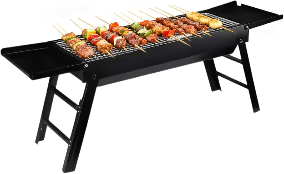 Zusammenklappbarer Grill,Faltbarer Picknick Kocher - Outdoor Grill mit Seitenablagen - Für Garten, C