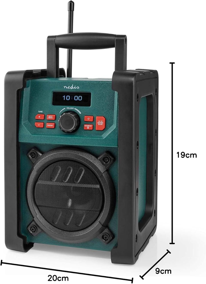 Nedis DAB + Radio | Tisch Ausführumg | DAB+ / FM | 2.2" | Scharz-weiss Monitor | Batteriebetrieben/N