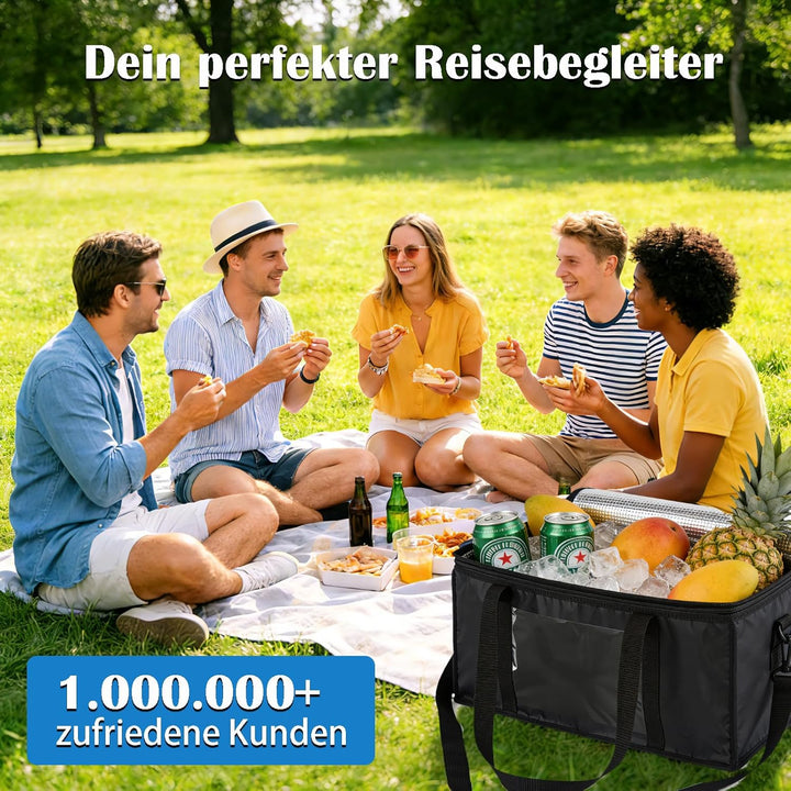 60L Kühltasche Gross, Oxford Kühltasche Faltbar Isoliertasche, Thermotasche Picknicktasche, für Eink