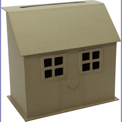 Décopatch EV018C - Urne/Briefbox aus Pappmaché, Haus 15x26x24,5cm, 1 Stück, Haus