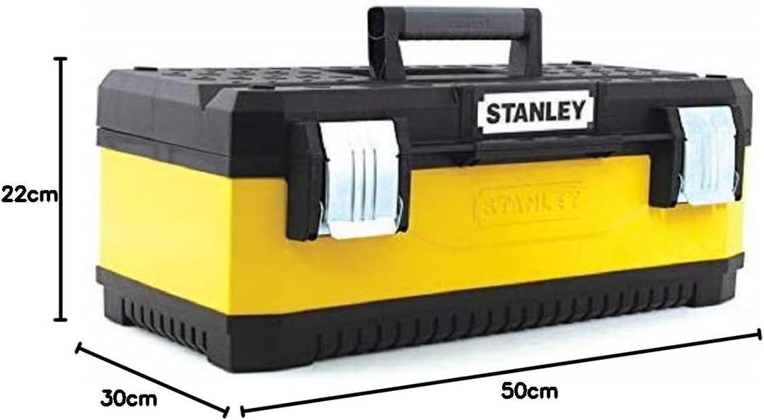 Stanley Werkzeugbox / Werkzeugkoffer (50x30x22cm, aus Metall-Kunststoff mit robuster Konstruktion, K