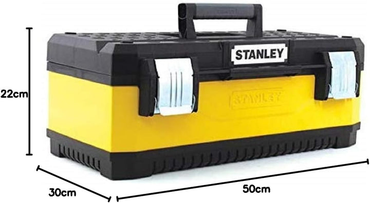 Stanley Werkzeugbox / Werkzeugkoffer (50x30x22cm, aus Metall-Kunststoff mit robuster Konstruktion, K