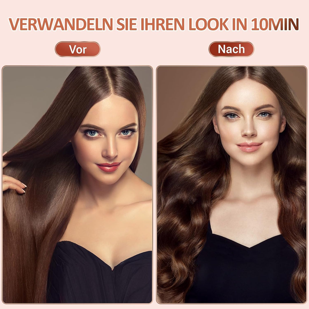 Beach Waves Lockenstab 3 Barrel - Edelstahl Heizung Wellig Lockenstab für langes & kurzes Haar, Rosa