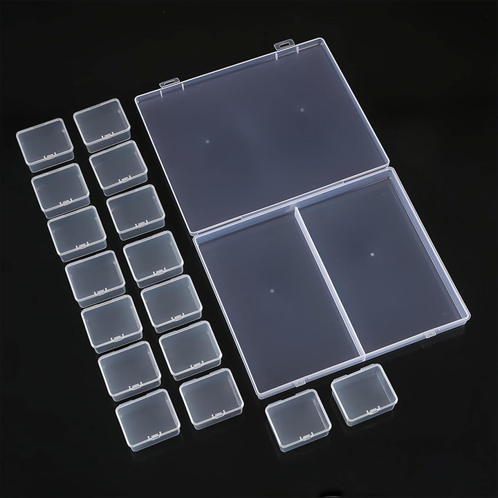 LJY 17 Stück Aufbewahrungsbox Plastikbox mit Deckel (1 Gross + 16 Klein) – Transparente Sortierbox f