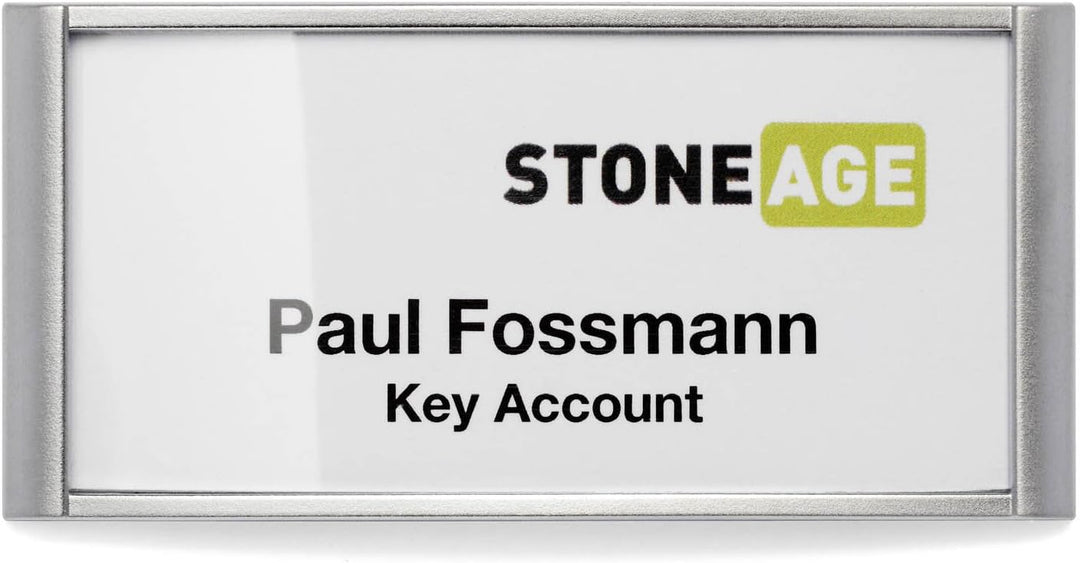 Durable Namensschild Classic mit Kombiklemme, 34 x 74 mm, 10 Stück, silber, 854323, 34 x 74 mm