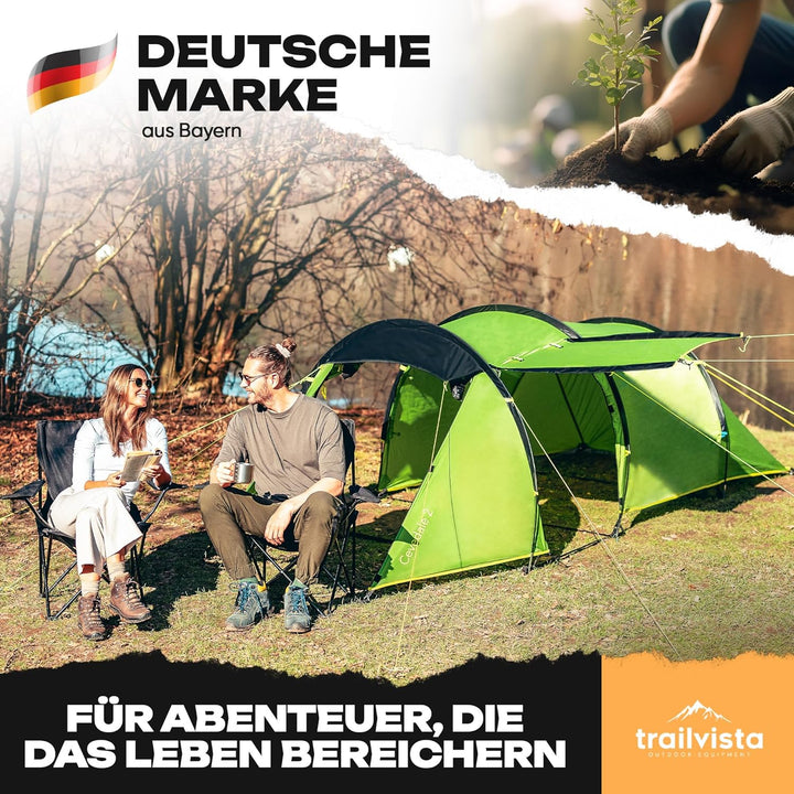 Cevedale Zelt 4 Personen Wasserdicht, leicht, kompakt & schnell aufbaubare Zelte, Camping Zelt mit V