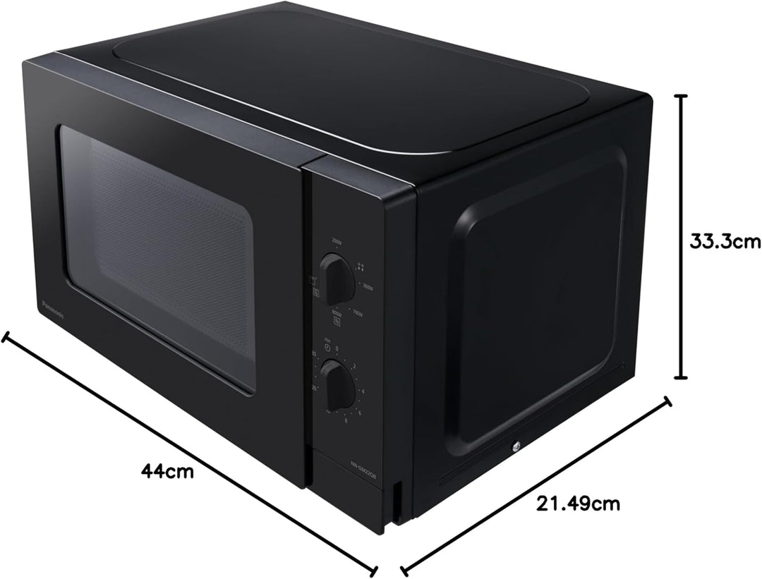 Panasonic NN-GM22QBEPG 20L Grill-Mikrowelle mit Glasplatte und Gitterrost, 800 W, 1000 W Grill, Auft
