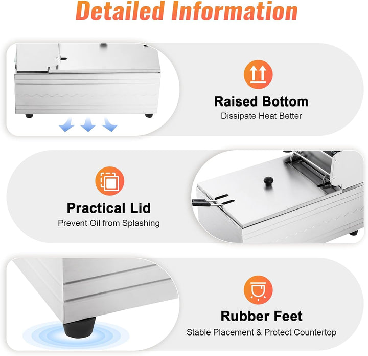 SICHENSH 6L Elektro-Fritteuse Edelstahl, Elektrische Fritteuse, Catering Fritteuse, 2500W Commercial