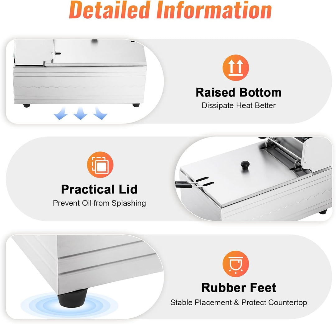 Elektrisch Öl-Friteuse Küche Fritteuse Edelstahl Hähnchen Fritöse für Haushalte Bekleidungsgeschäfte