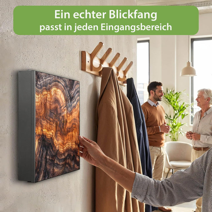 banjado Grosser Schlüsselkasten Glas - Schlüsselbox 30x30cm mit 50 Haken - Schlüsselkasten modern fü