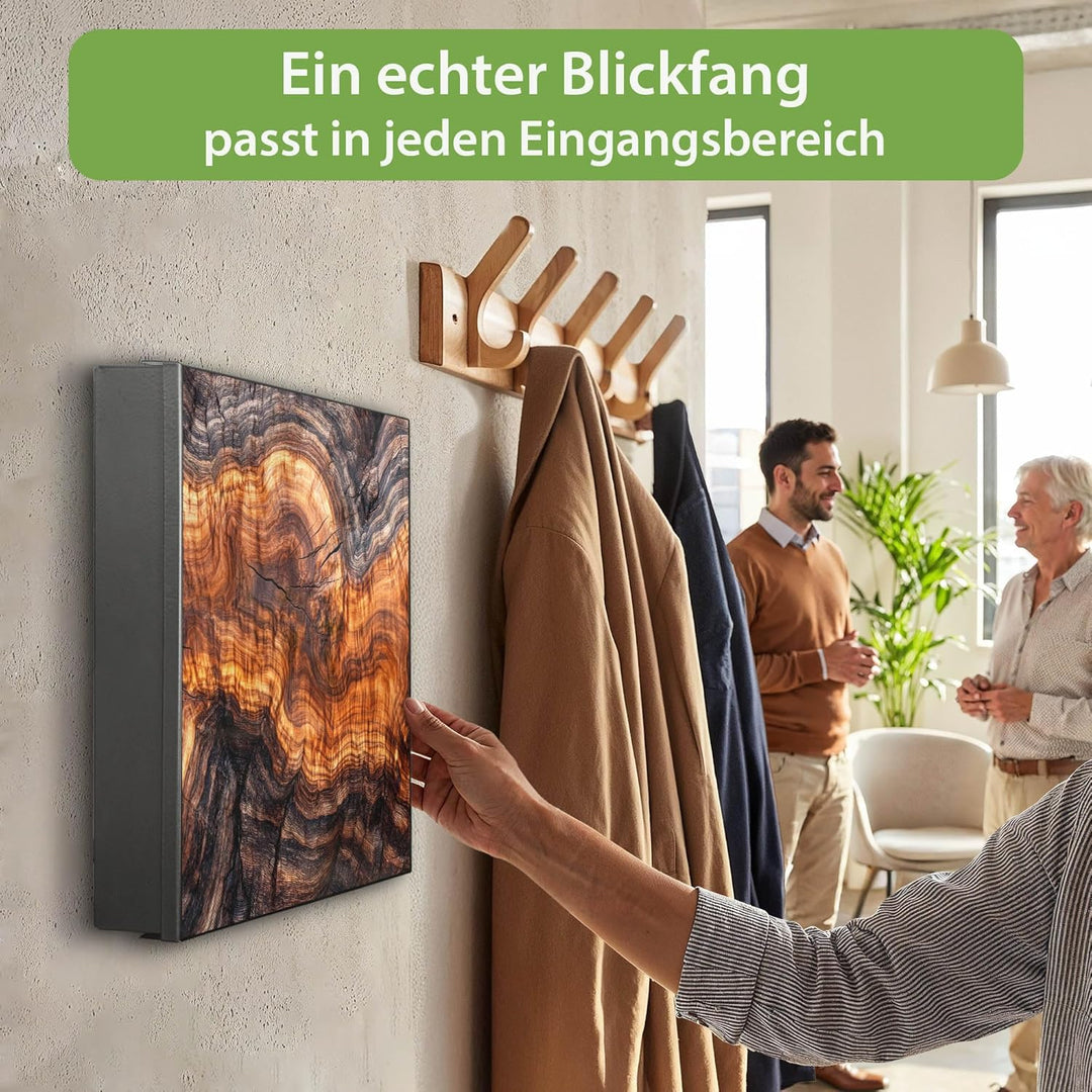 banjado Grosser Schlüsselkasten Glas - Schlüsselbox 30x30cm mit 50 Haken - Schlüsselkasten modern fü