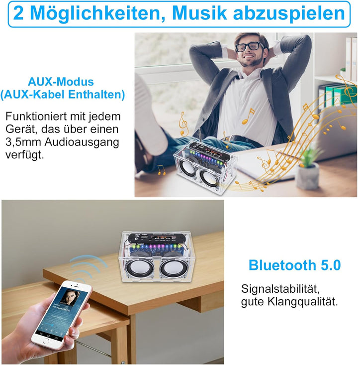 DONGKER DIY Elektronik Lautsprecher Löten Bausatz Bluetooth Kit mit FM Radio, Mini Heimstereo Sound