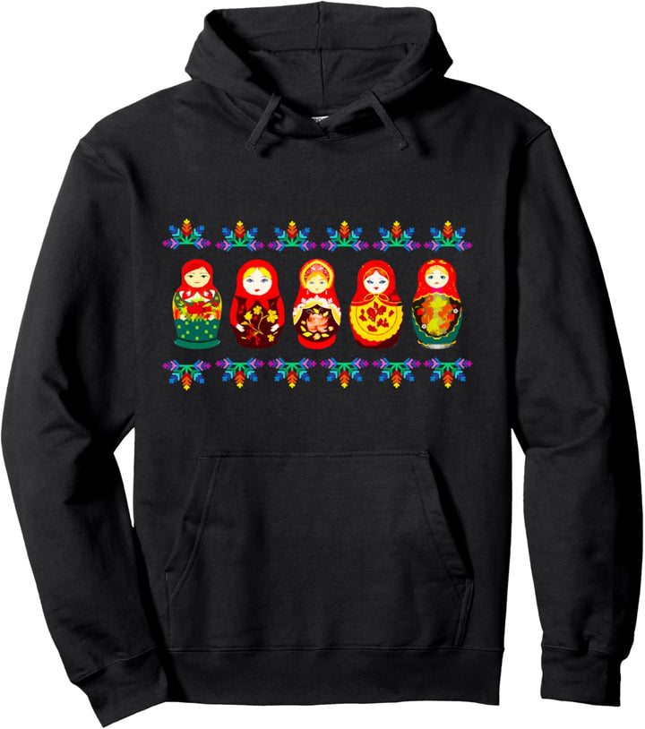 Russische Matrjoschka Babushka Blumen Nistende Puppen Pullover Hoodie