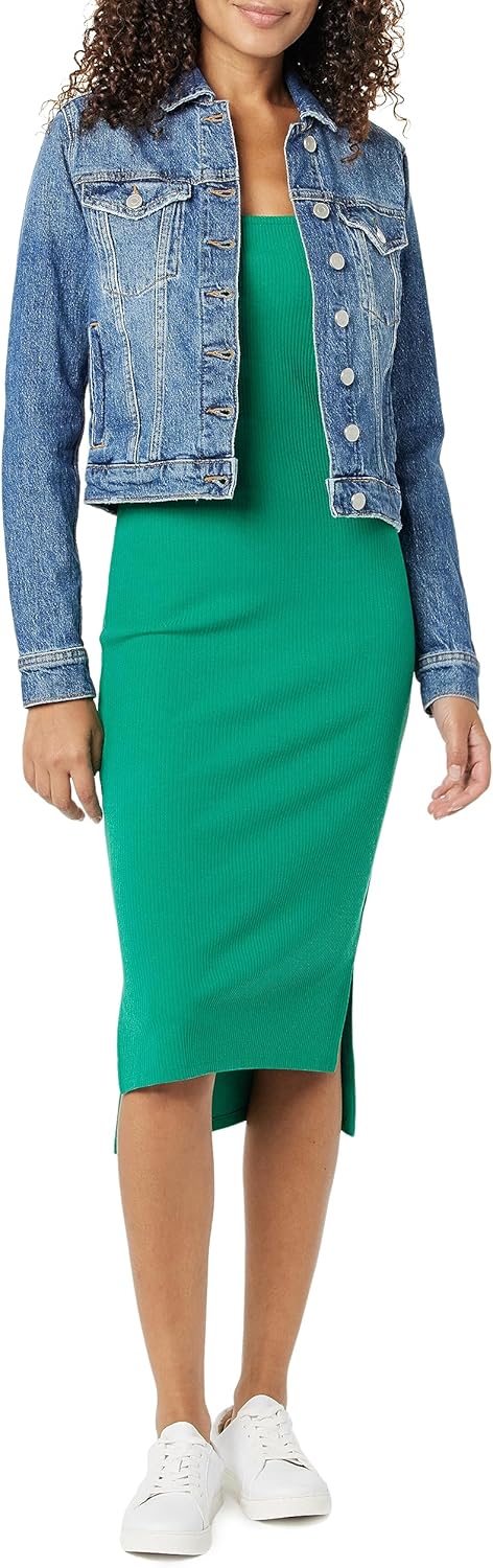 The Drop Jeansjacke für Damen, Jai Kurz geschnitten XS Mittleres Indigoblau, XS Mittleres Indigoblau