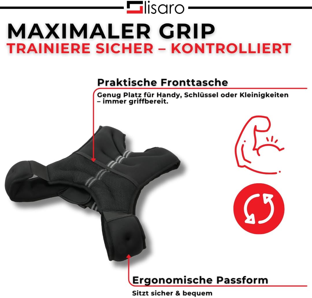 Lisaro Gewichtsweste 5-kg | ideal für Lauf Training | Gewichtsweste X-Style | Trainingsweste für Fit
