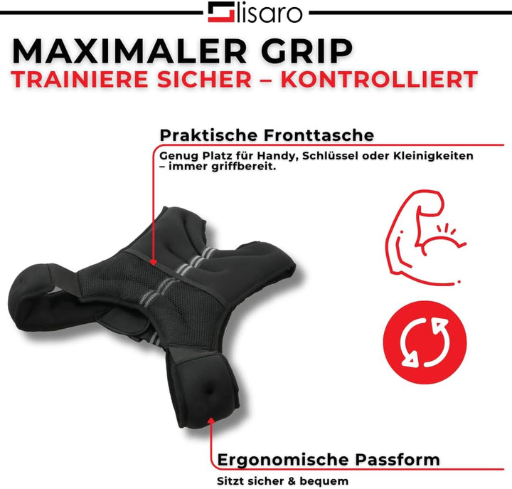Lisaro Gewichtsweste 5-kg | ideal für Lauf Training | Gewichtsweste X-Style | Trainingsweste für Fit